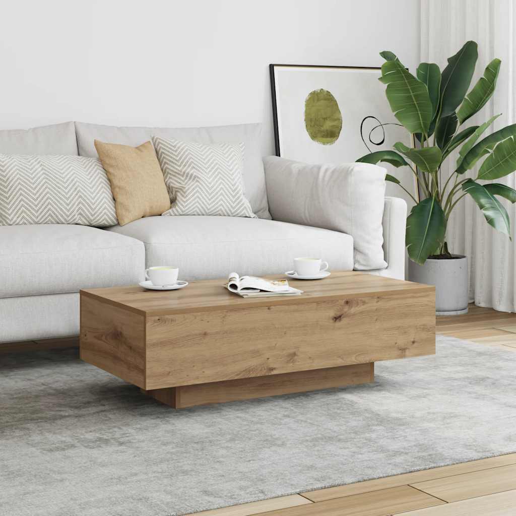 Table basse chêne artisanal 100x49,5x31 cm bois d'ingénierie - XIOS