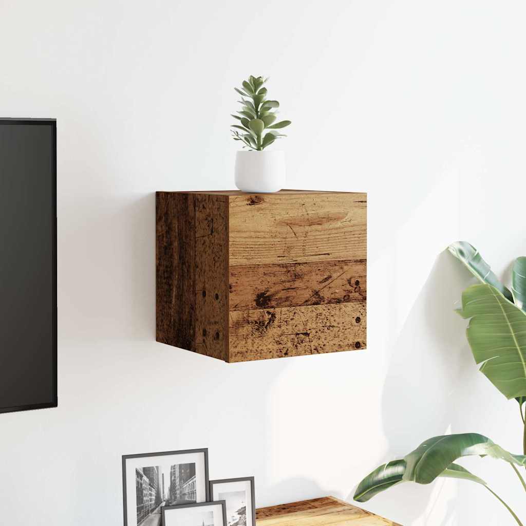 Meuble TV mural vieux bois 30,5x30x30 cm - XIOS