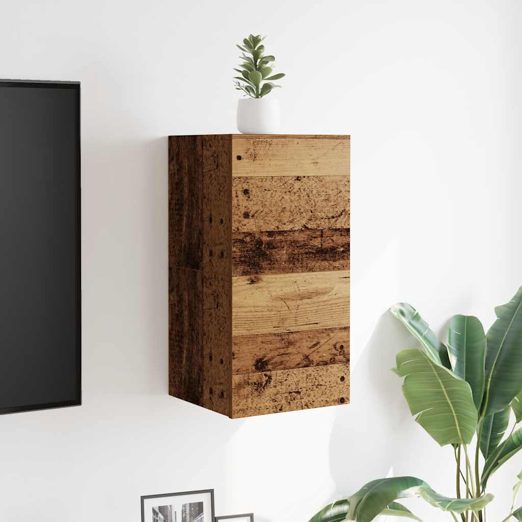 Meuble TV mural 2 pcs vieux bois 30,5x30x30 cm - XIOS