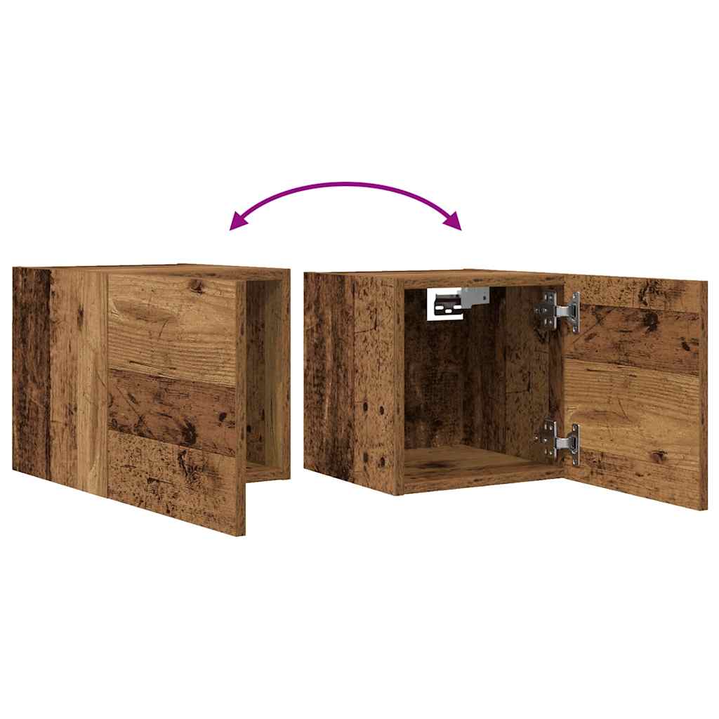 Meuble TV mural 2 pcs vieux bois 30,5x30x30 cm - XIOS