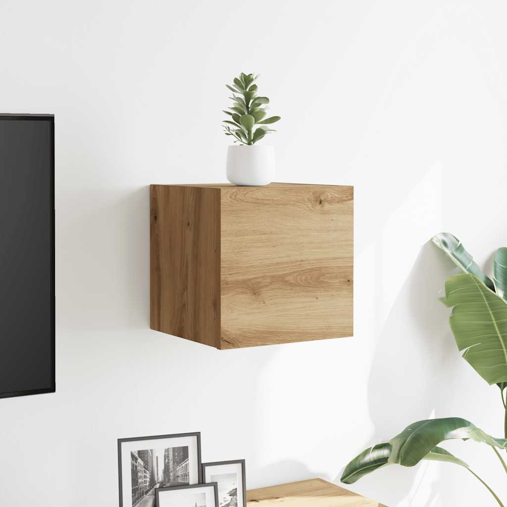 Meuble TV mural chêne artisanal 30,5x30x30 cm - XIOS