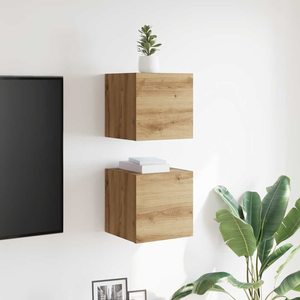 Meubles TV muraux 2 pcs chêne artisanal 30,5x30x30 cm - XIOS