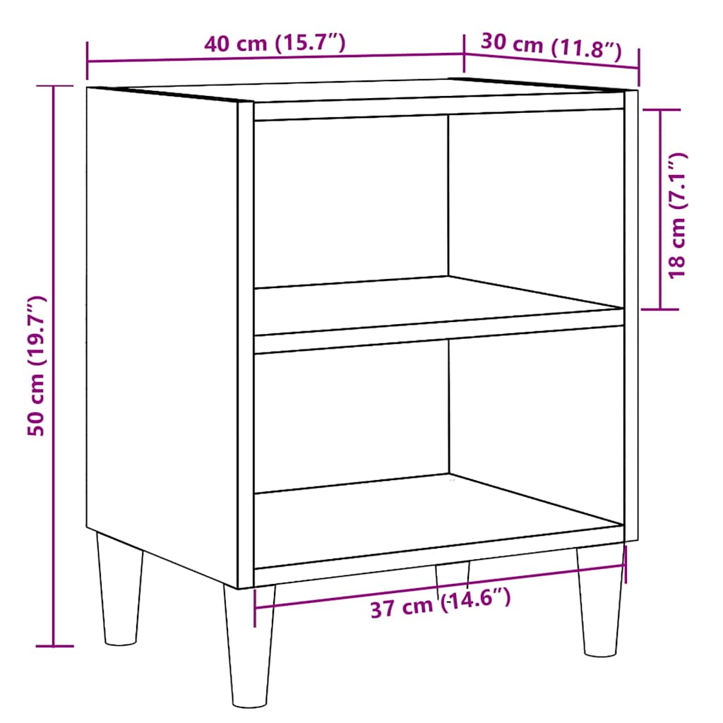 Tables de chevet 2 pcs vieux bois 40x30x50 cm bois d’ingénierie - XIOS