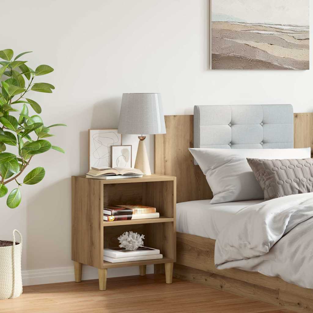 Table de chevet chêne artisanal 40x30x50 cm bois d'ingénierie