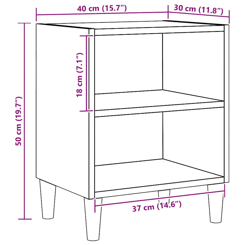 Tables de chevet 2 pcs chêne artisanal 40x30x50 cm