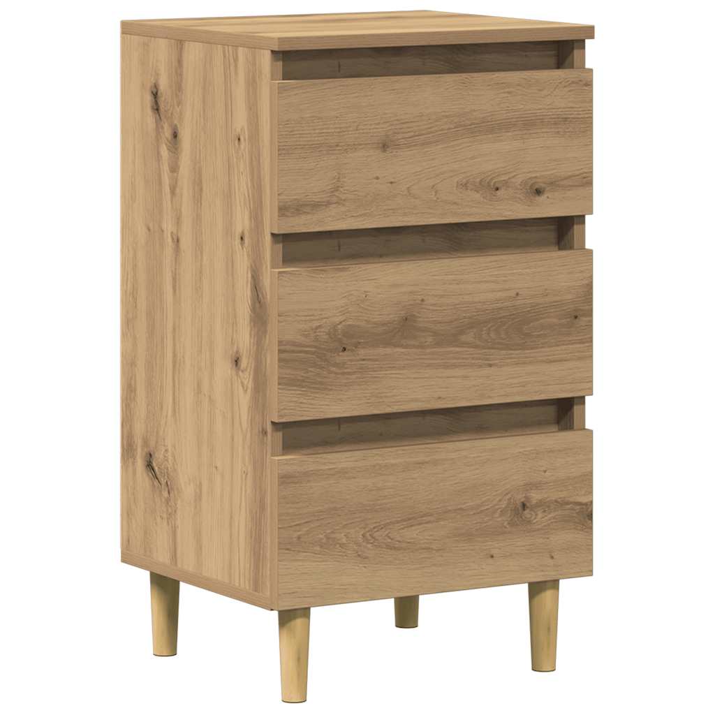 Table de chevet chêne artisanal 40x35x69 cm bois d’ingénierie