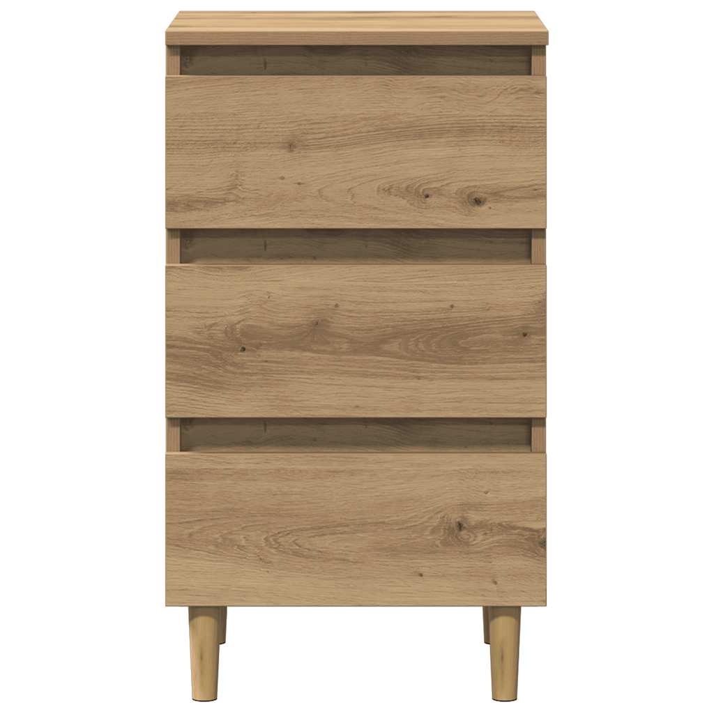 Table de chevet chêne artisanal 40x35x69 cm bois d’ingénierie