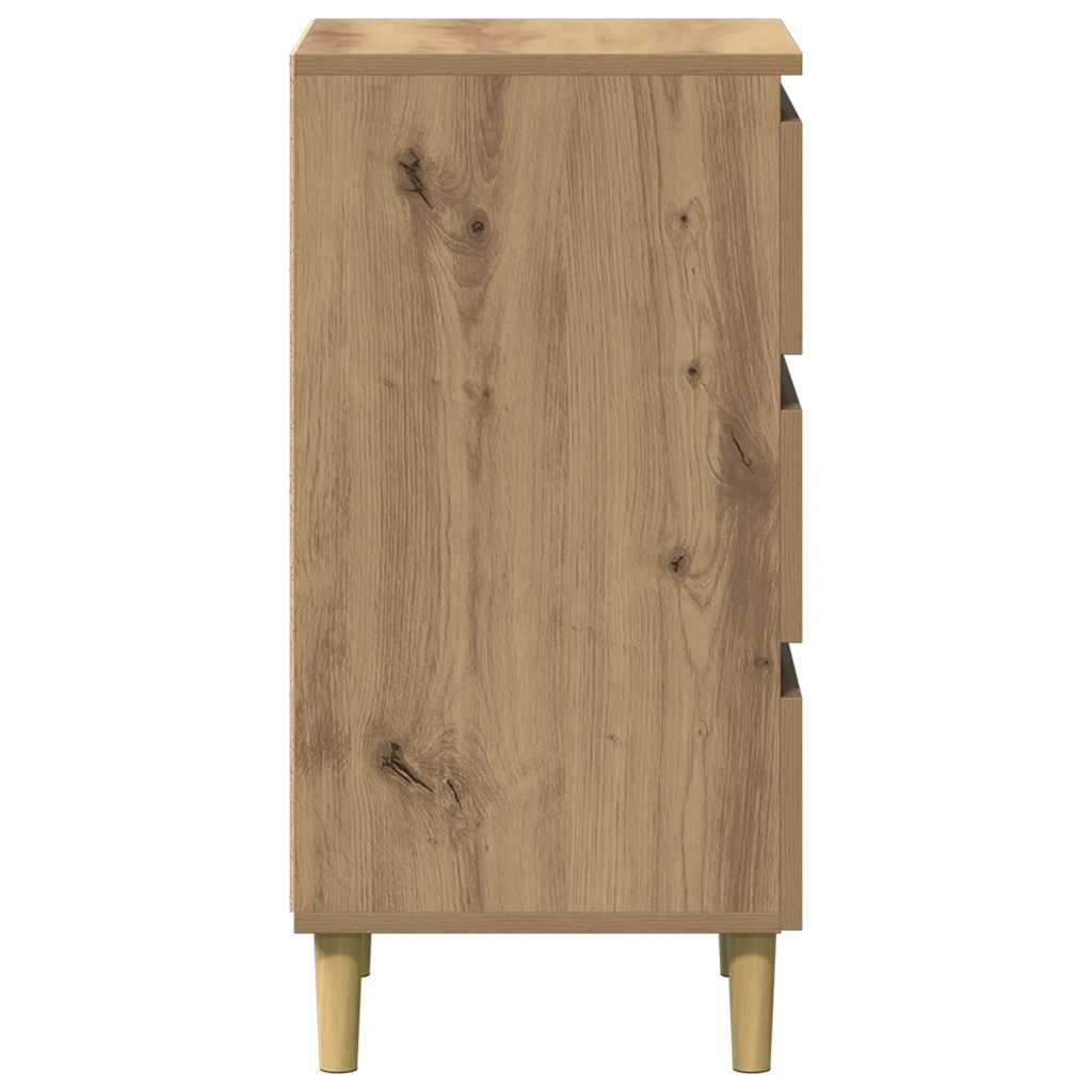 Table de chevet chêne artisanal 40x35x69 cm bois d’ingénierie
