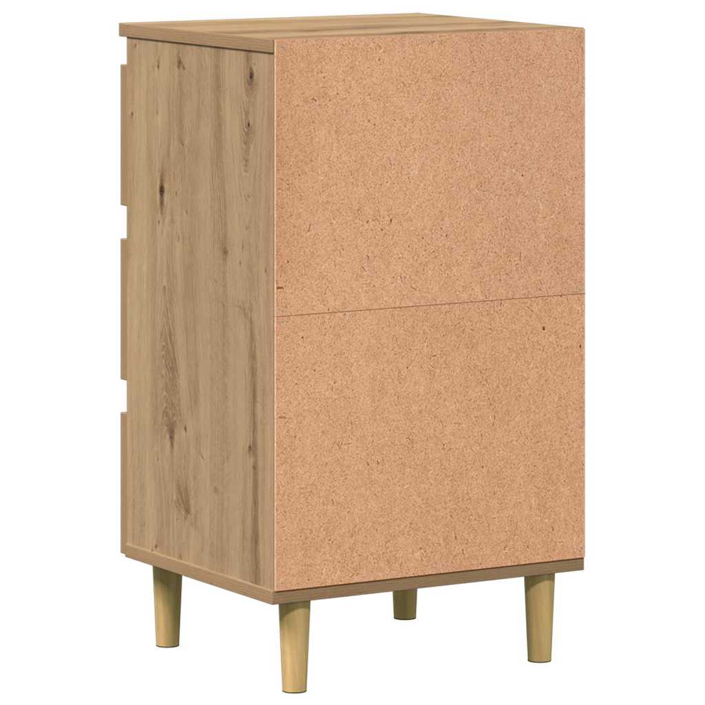 Table de chevet chêne artisanal 40x35x69 cm bois d’ingénierie