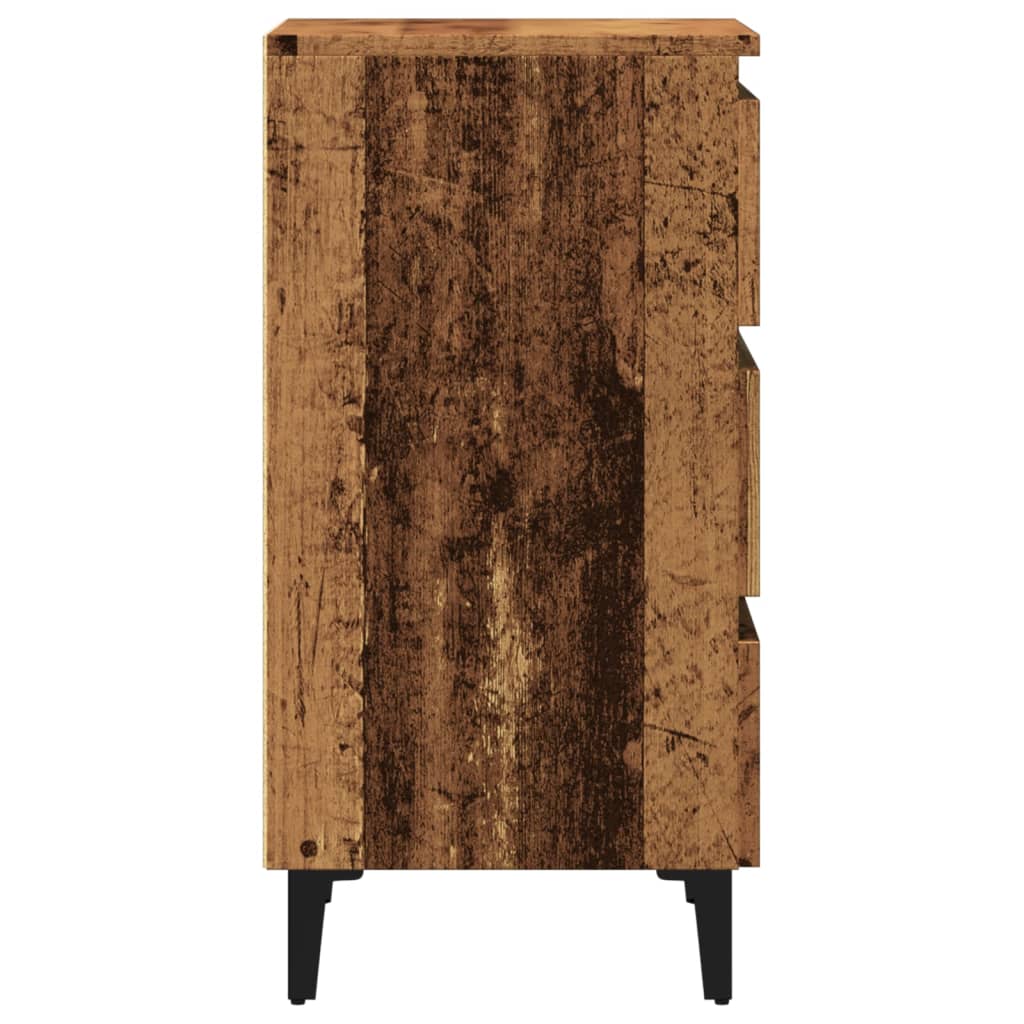 Table de chevet avec pieds en métal vieux bois 40x35x69 cm