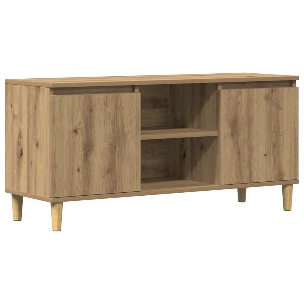 Meuble TV chêne artisanal 102x35x50 cm bois d'ingénierie