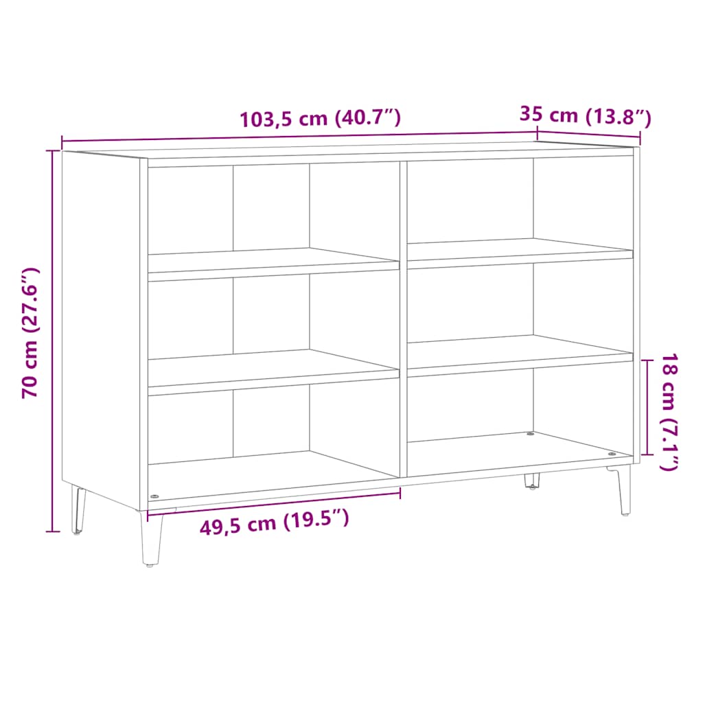 Buffet chêne artisanal 103,5x35x70 cm bois d'ingénierie - XIOS