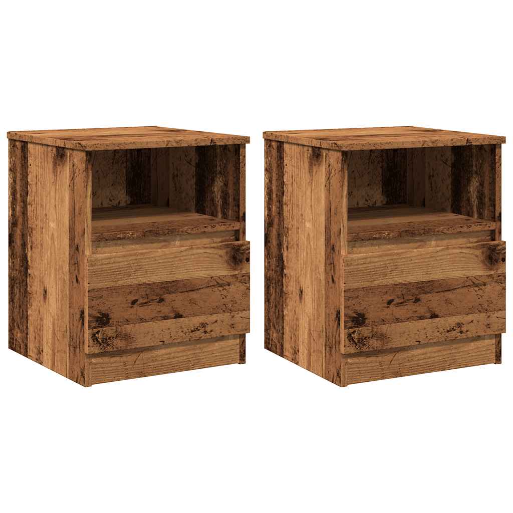 Table de chevet 2 pcs vieux bois 40x40x50 cm bois d’ingénierie - XIOS