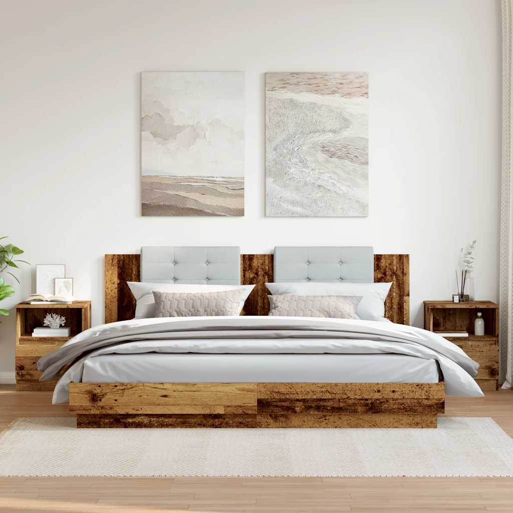 Table de chevet 2 pcs vieux bois 40x40x50 cm bois d’ingénierie - XIOS