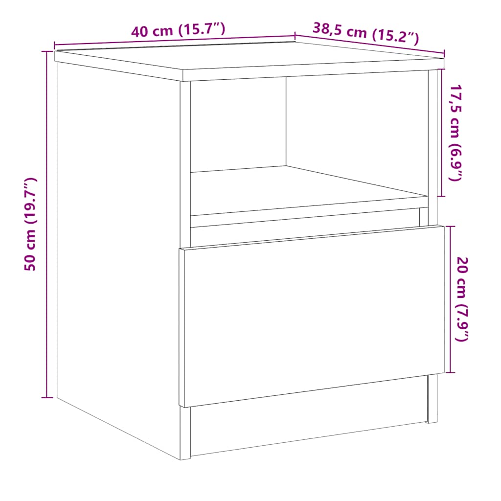 Tables chevet 2 pcs chêne artisanal 40x40x50 cm bois ingénierie