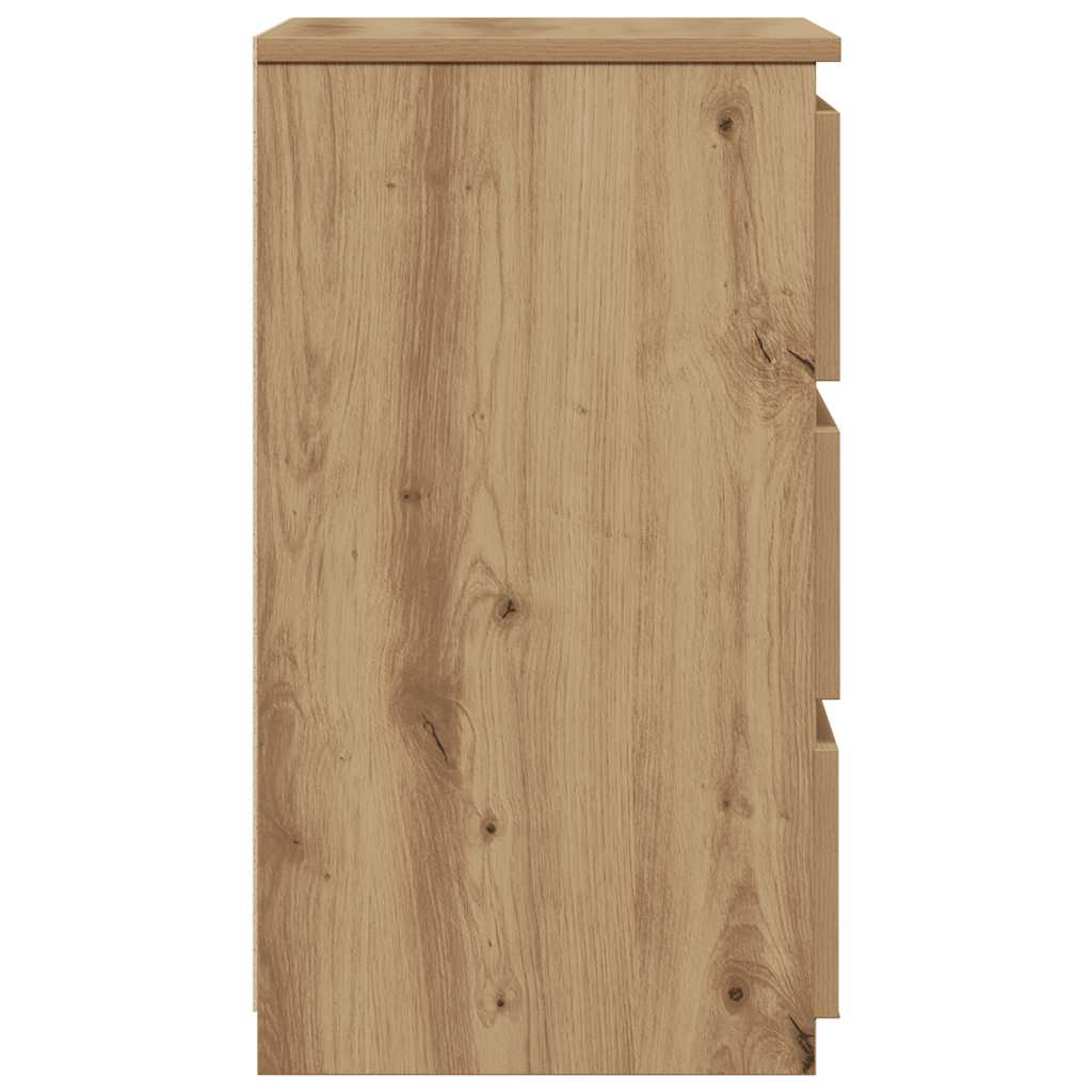 Table de chevet chêne artisanal 40x35x62,5 cm bois d'ingénierie