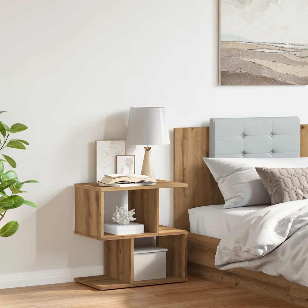 Table de chevet chêne artisanal 50x30x51,5 cm bois d'ingénierie - XIOS