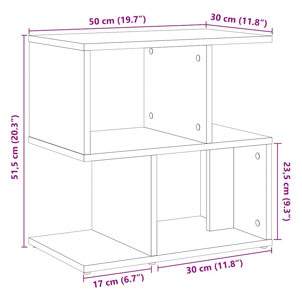 Table de chevet chêne artisanal 50x30x51,5 cm bois d'ingénierie - XIOS