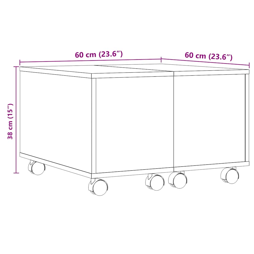 Table basse vieux bois 60x60x38 cm bois d'ingénierie - XIOS