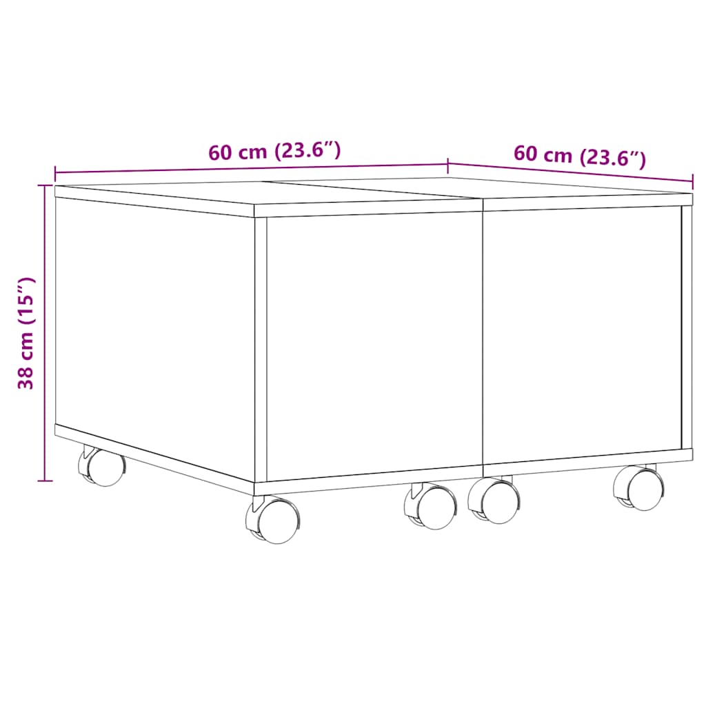 Table basse chêne artisanal 60x60x38 cm bois d'ingénierie - XIOS