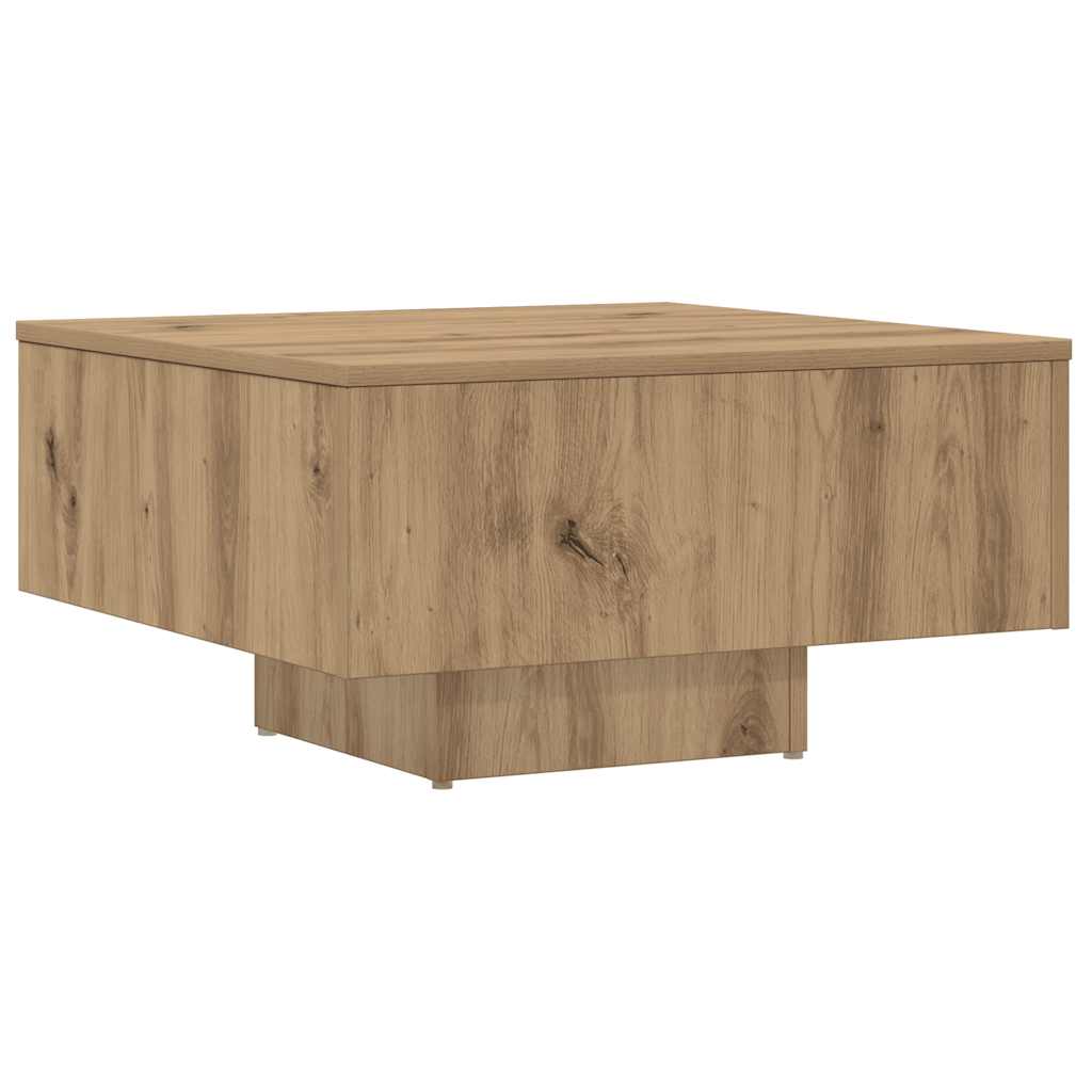 Table basse chêne artisanal 60x60x31,5 cm bois d'ingénierie - XIOS