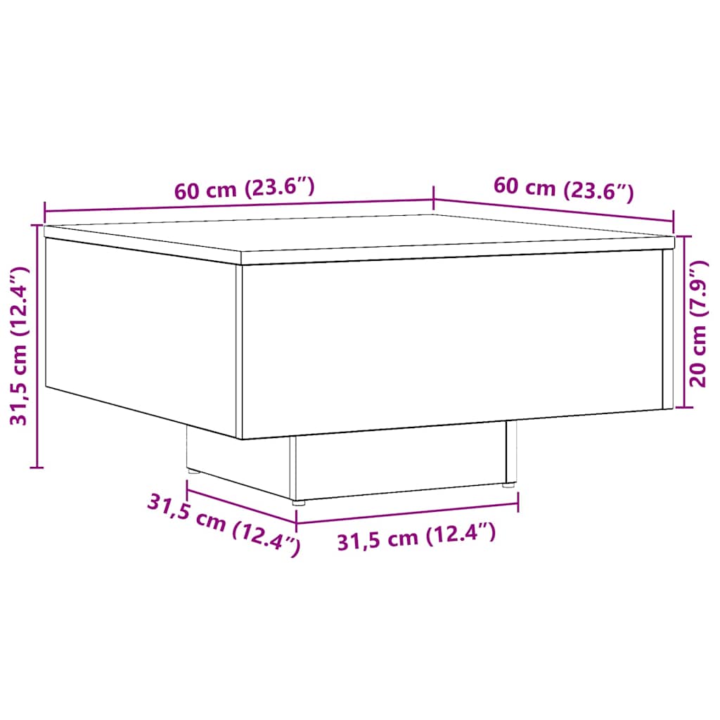 Table basse chêne artisanal 60x60x31,5 cm bois d'ingénierie - XIOS