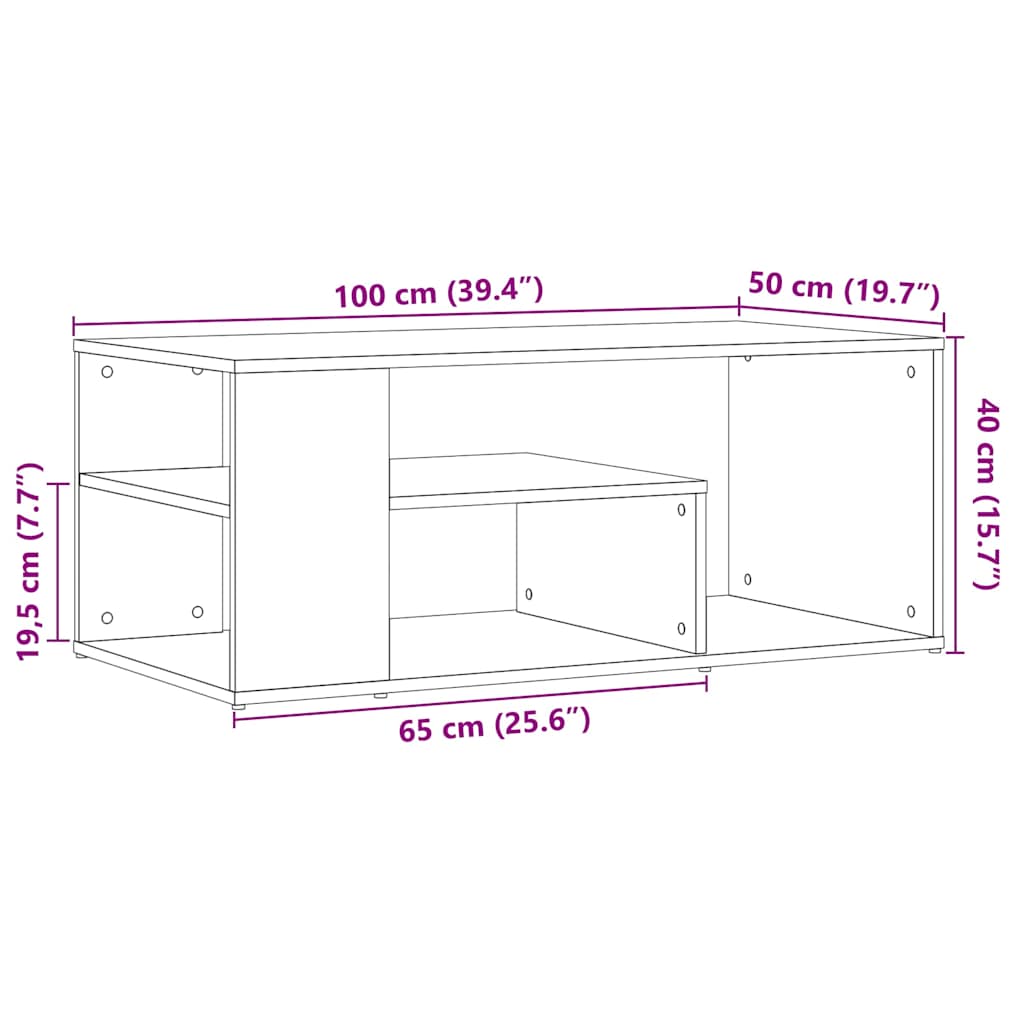 Table d'appoint vieux bois 100x50x40 cm bois d'ingénierie - XIOS