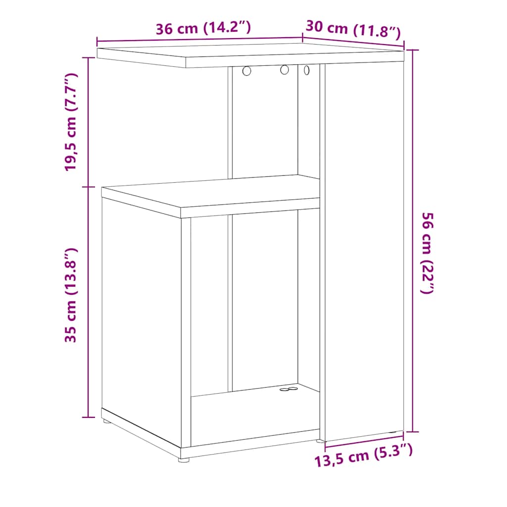 Table d'appoint chêne artisanal 36x30x56 cm bois d'ingénierie - XIOS
