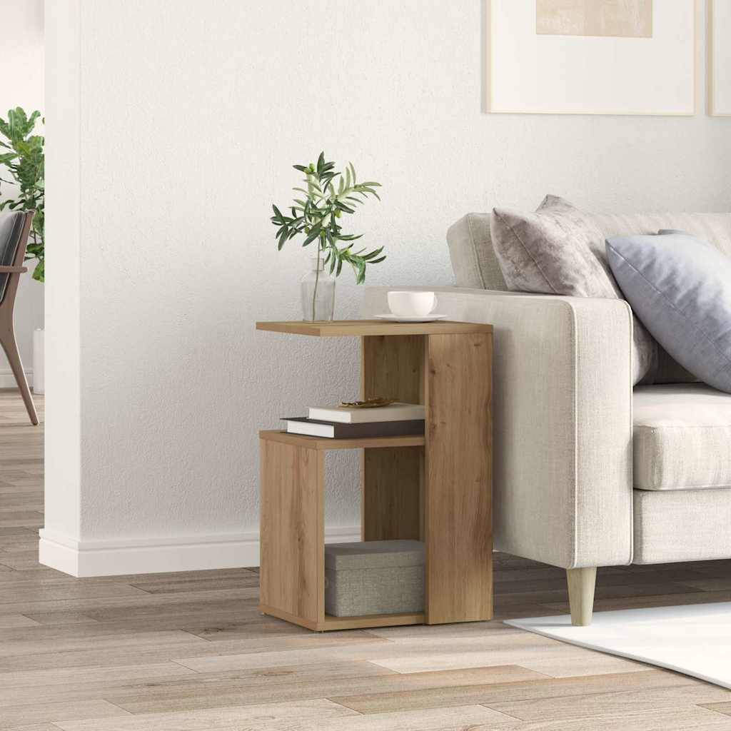 Table d'appoint chêne artisanal 36x30x56 cm bois d'ingénierie - XIOS