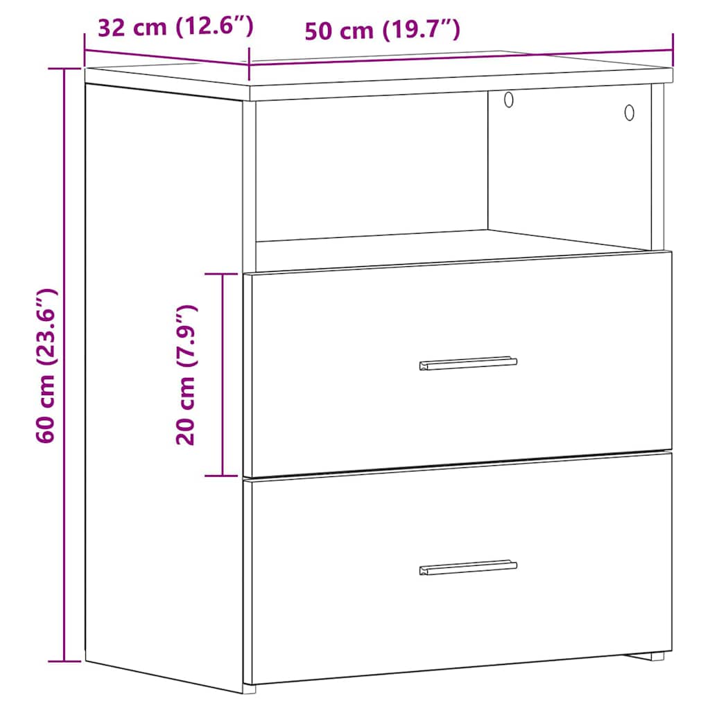 Tables de chevet 2 pcs vieux bois 50x32x60 cm bois d'ingénierie - XIOS