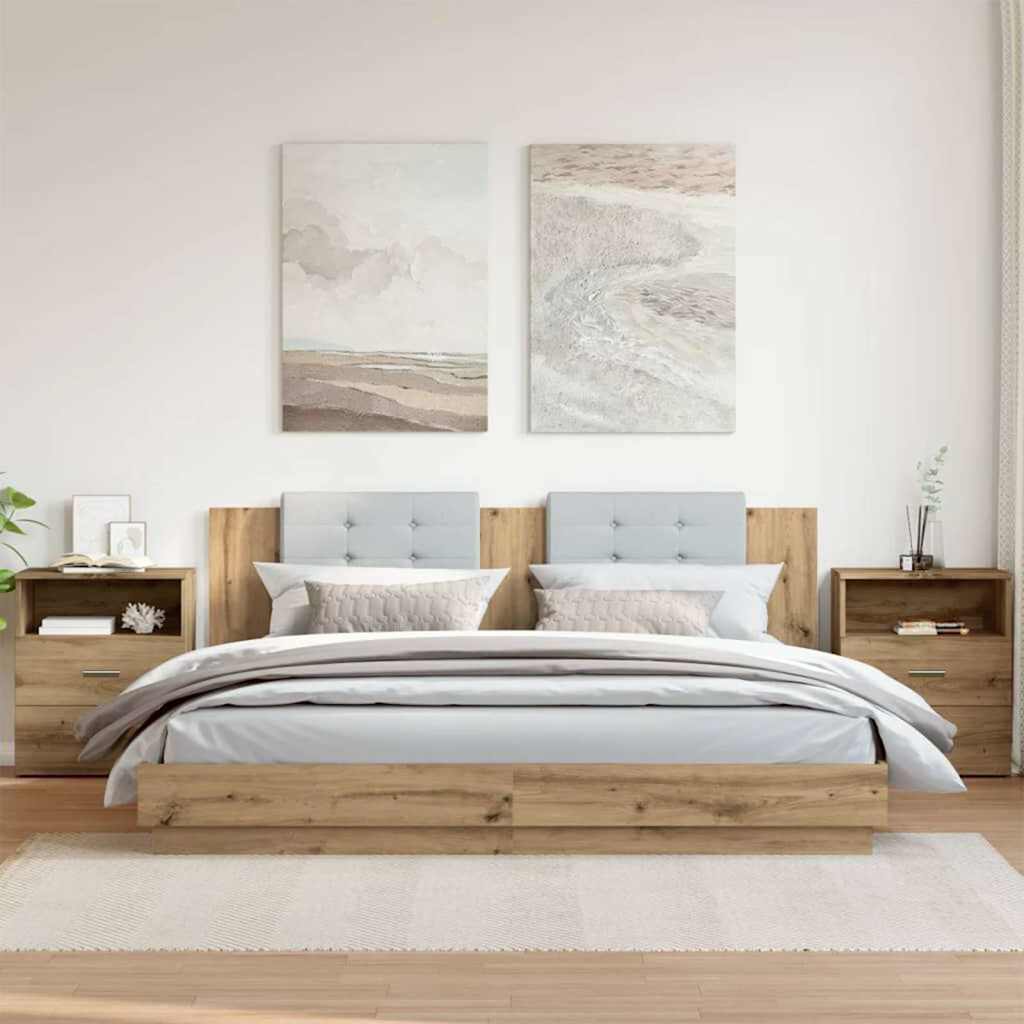 Tables de chevet 2 pcs chêne artisanal bois d'ingénierie