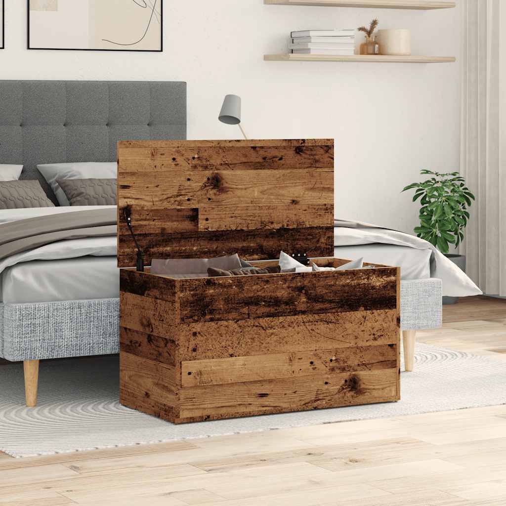 Coffre de rangement vieux bois 84x42x46 cm bois d'ingénierie - XIOS