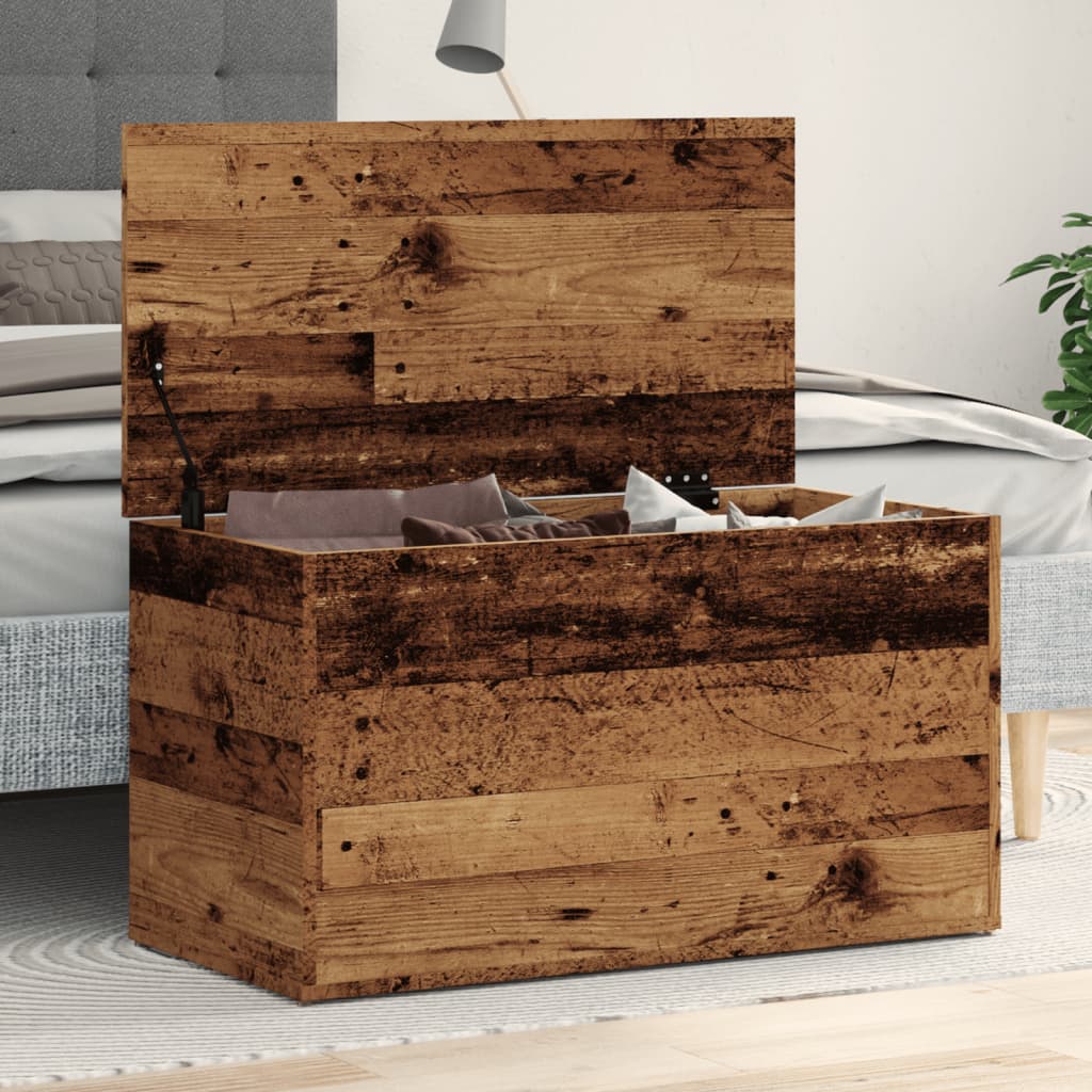 Coffre de rangement vieux bois 84x42x46 cm bois d'ingénierie - XIOS