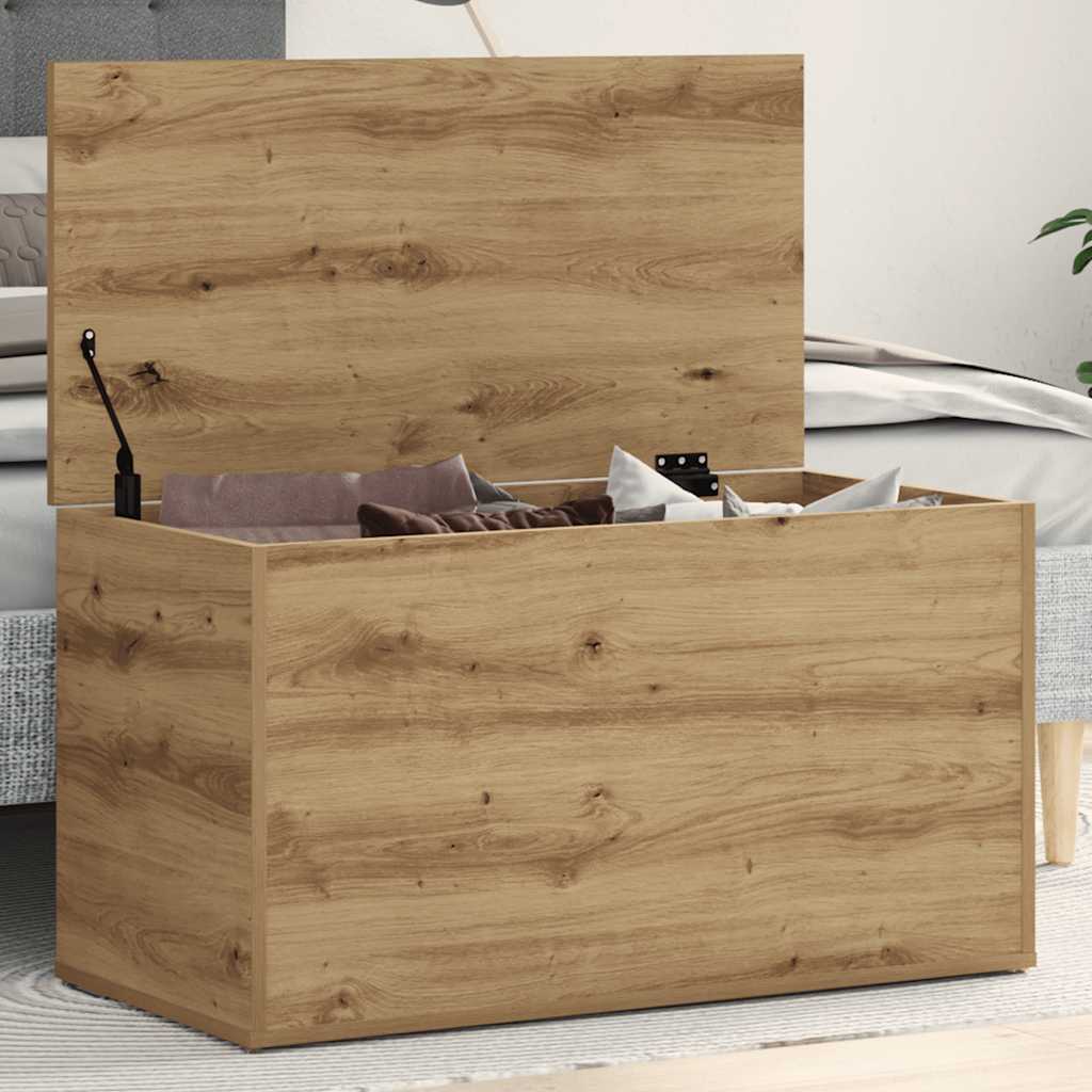 Coffre de rangement chêne artisanal 84x42x46 cm bois ingénierie - XIOS