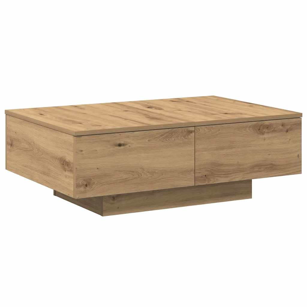 Table basse chêne artisanal 90x60x31 cm bois d'ingénierie - XIOS