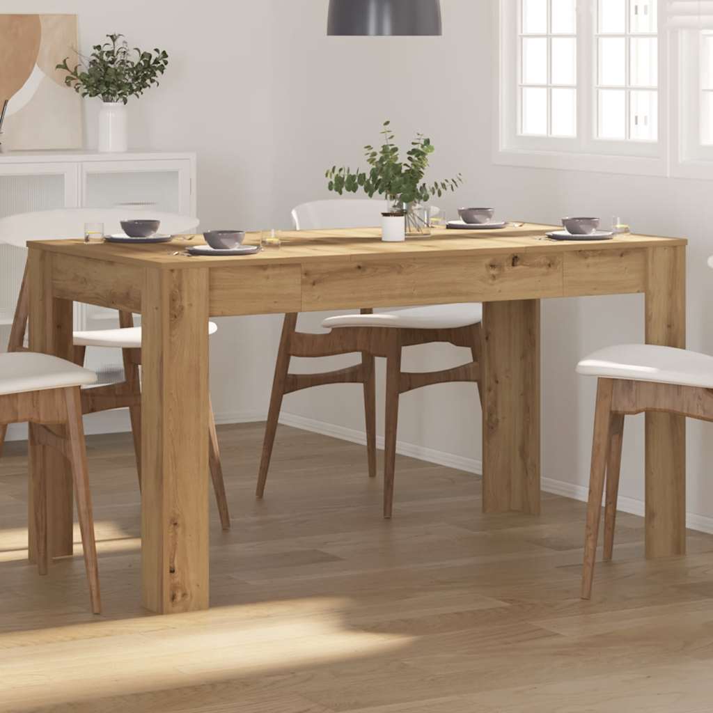 Table à manger chêne artisanal 140x74,5x76 cm bois d'ingénierie - XIOS