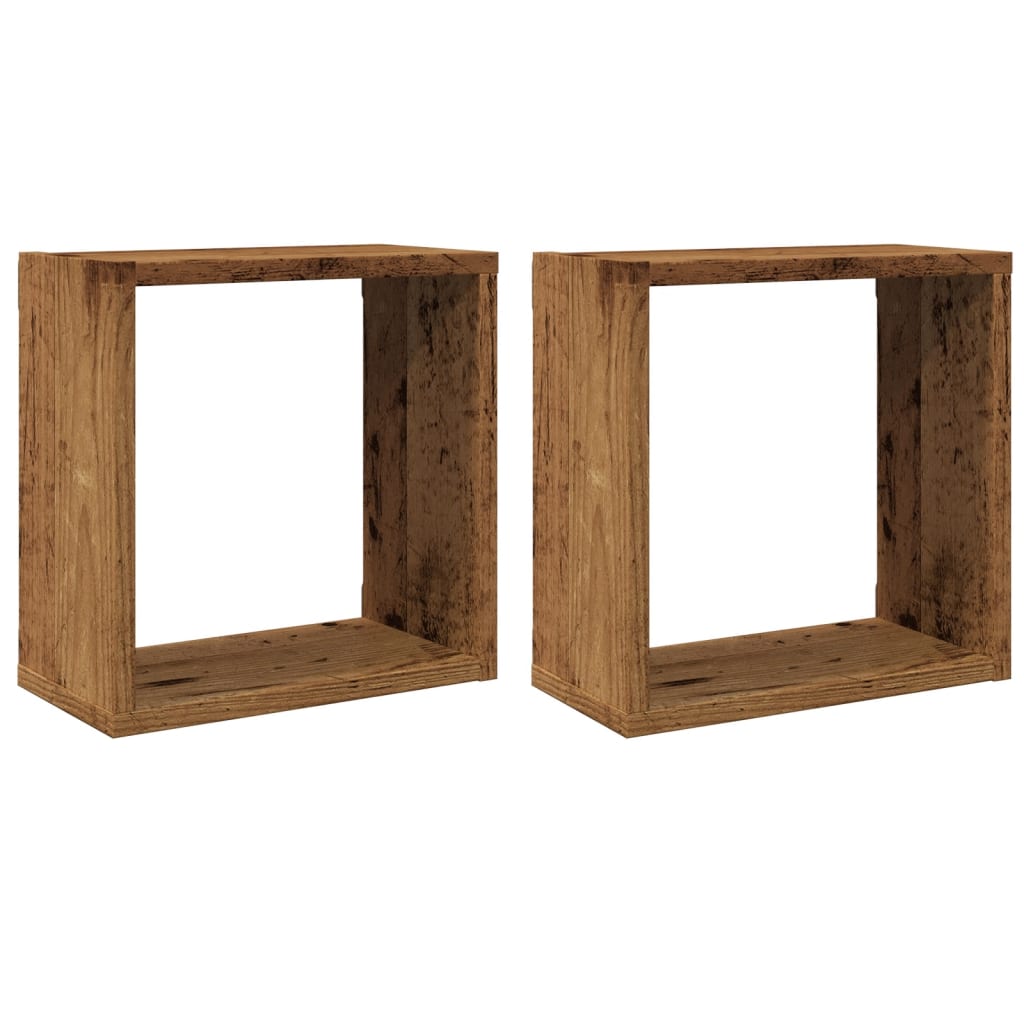 Étagères cube murales 2 pcs vieux bois 30x15x30 cm - XIOS