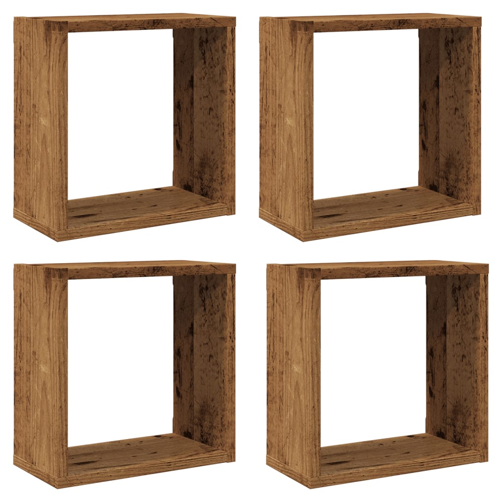 Étagères cube murales 4 pcs vieux bois 30x15x30 cm - XIOS