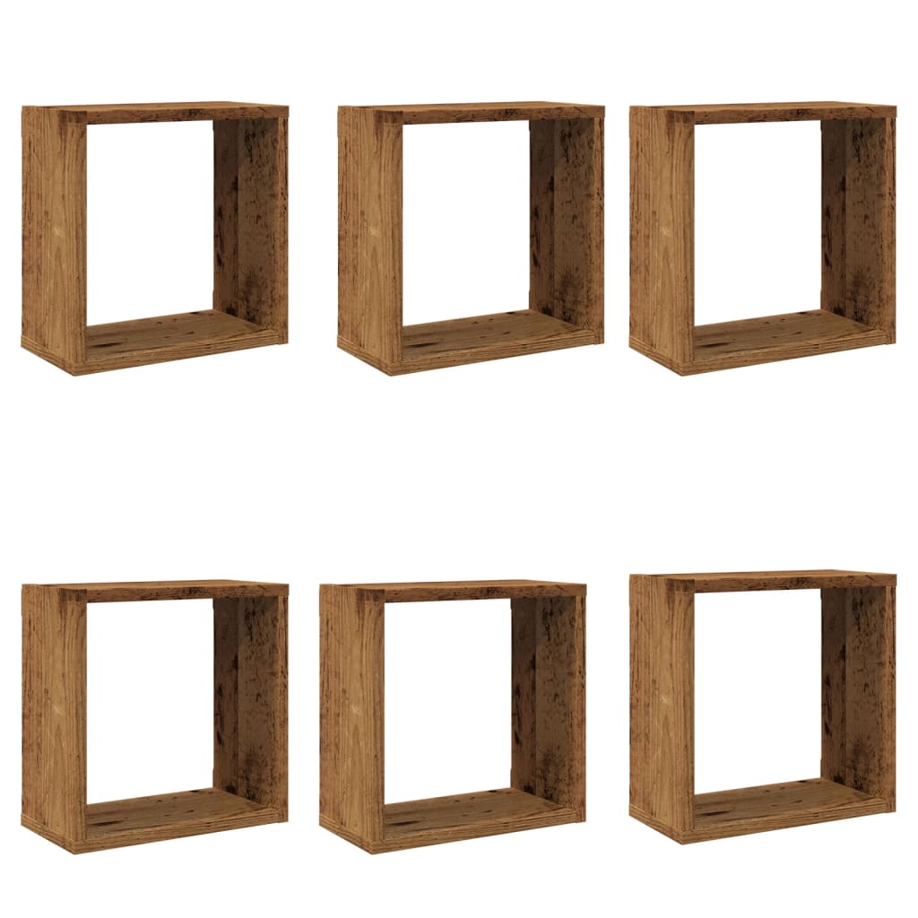 Étagères cube murales 6 pcs vieux bois 30x15x30 cm - XIOS