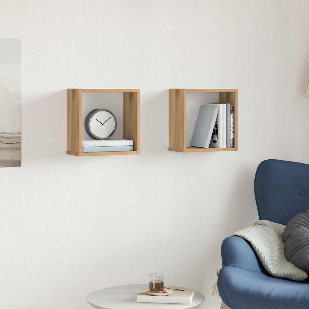 Étagères cube murales 2 pcs chêne artisanal bois ingénierie - XIOS