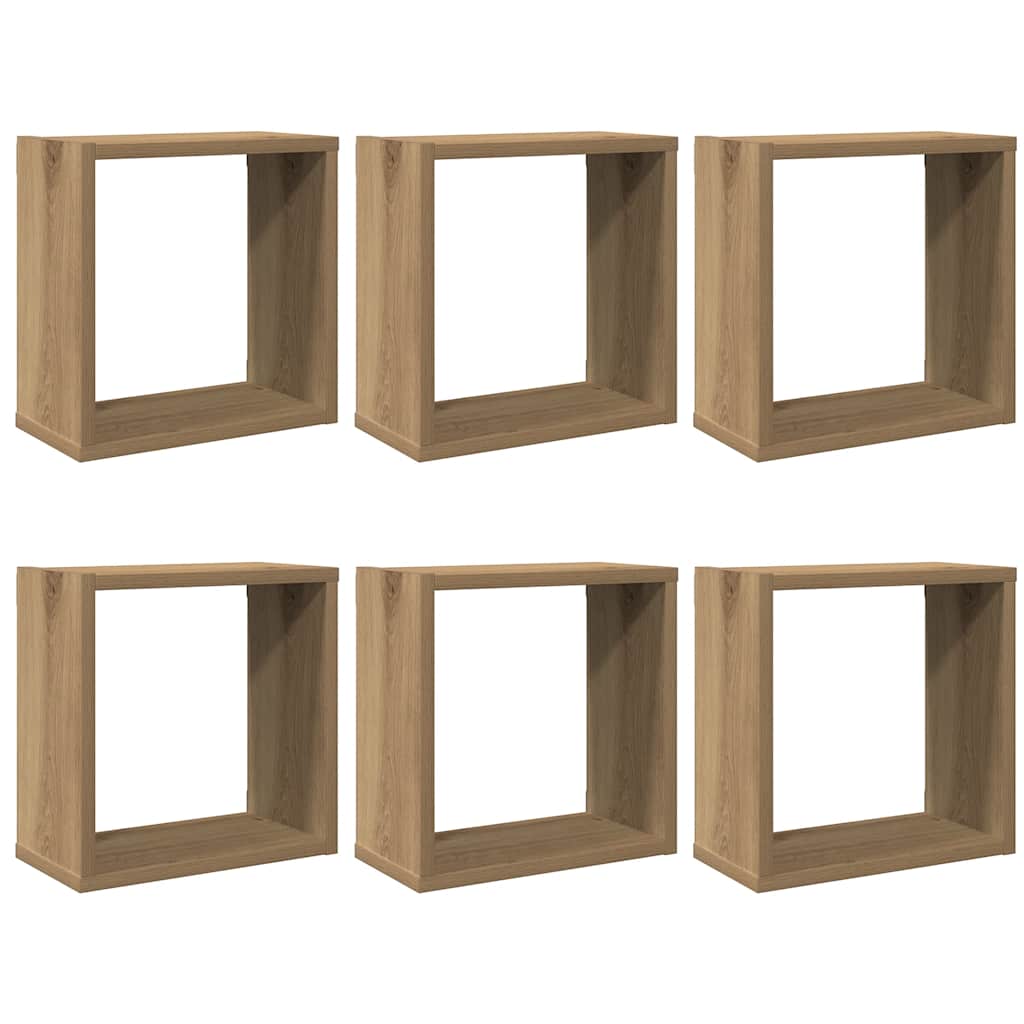 Étagères cube murales 6 pcs chêne artisanal bois d'ingénierie - XIOS