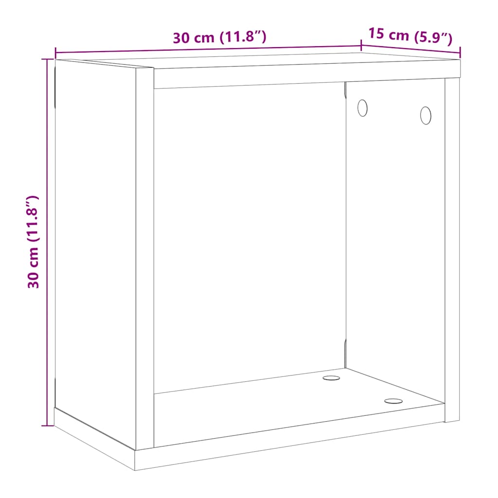 Étagères cube murales 6 pcs chêne artisanal bois d'ingénierie - XIOS