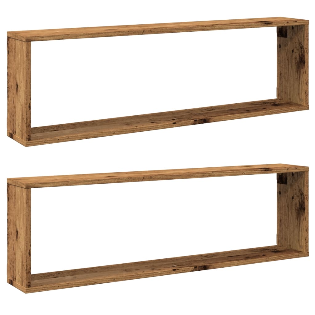 Étagères cube murales 2 pcs vieux bois 100x15x30 cm - XIOS