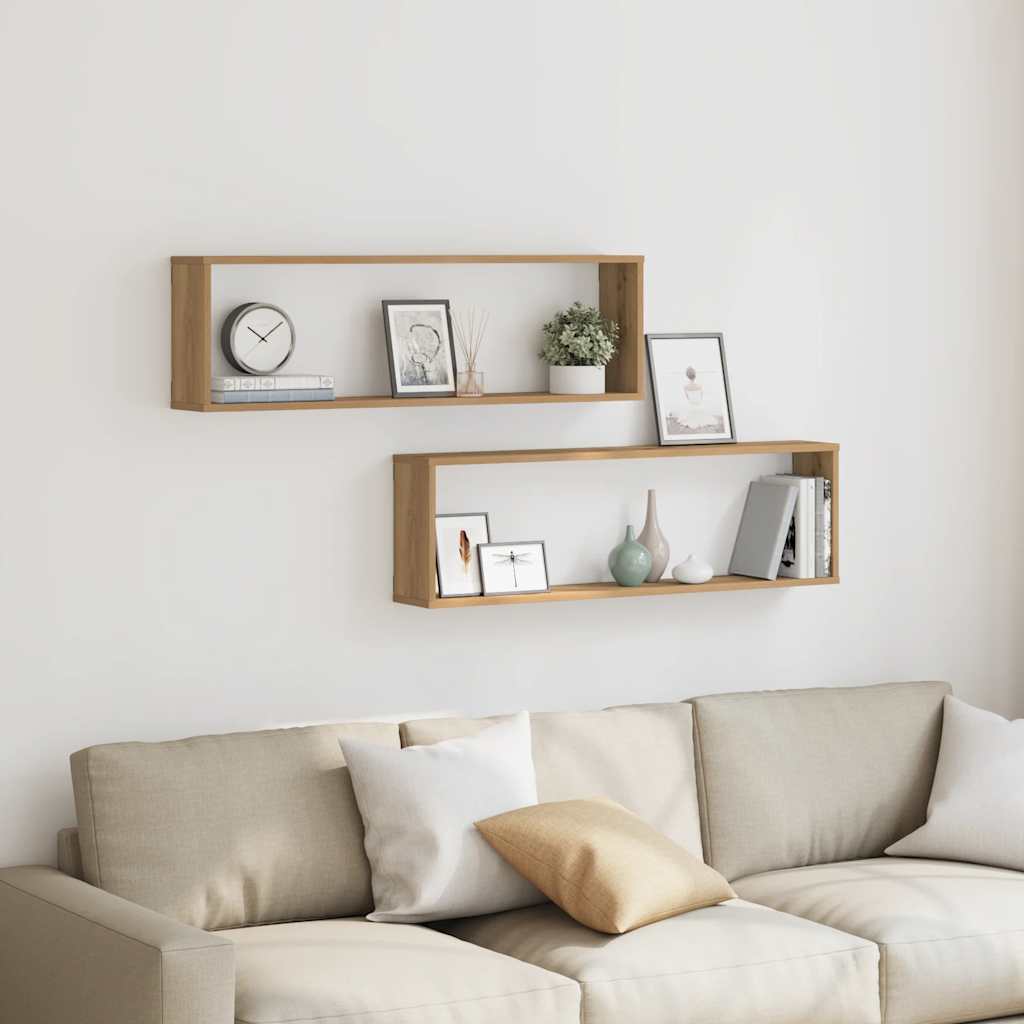 Étagères cube murales 2 pcs chêne artisanal bois ingénierie - XIOS