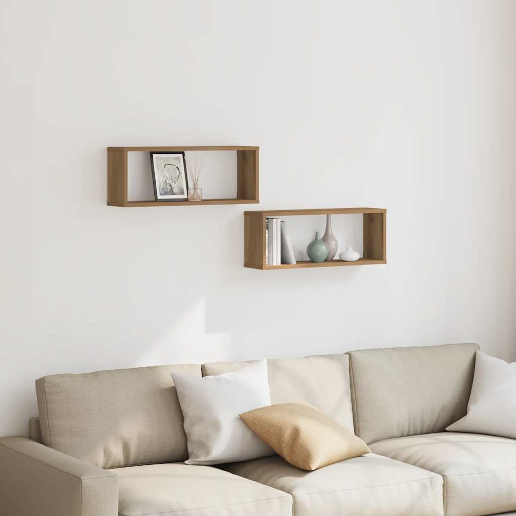 Étagères cube murales 2 pcs chêne artisanal 60x15x23 cm - XIOS