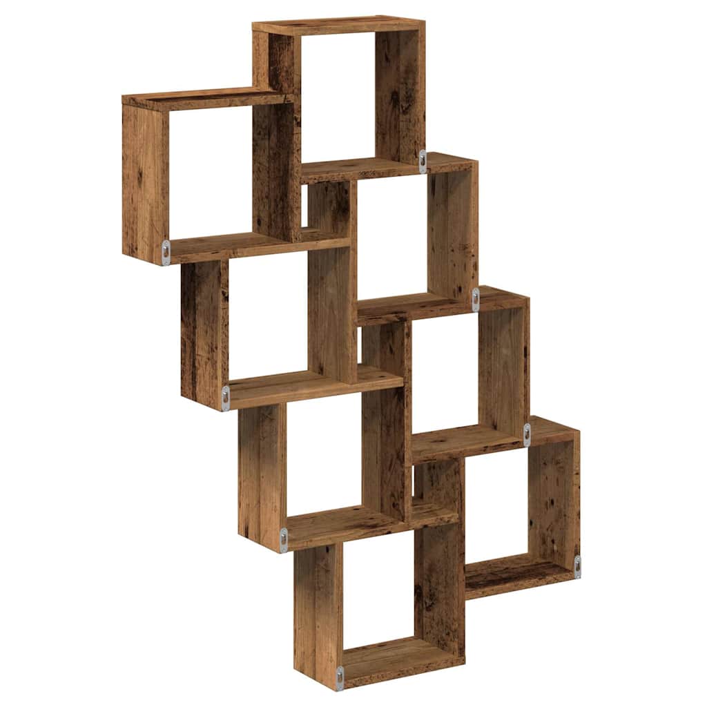 Étagère murale en forme de cube vieux bois 90x15x119,5 cm - XIOS