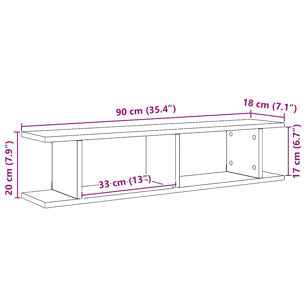 Étagères murales 2 pcs chêne artisanal 90x18x20 cm - XIOS