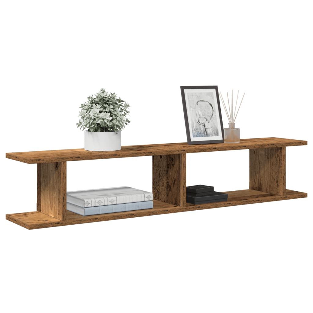 Étagères murales 2 pcs vieux bois 105x18x20cm bois d'ingénierie - XIOS