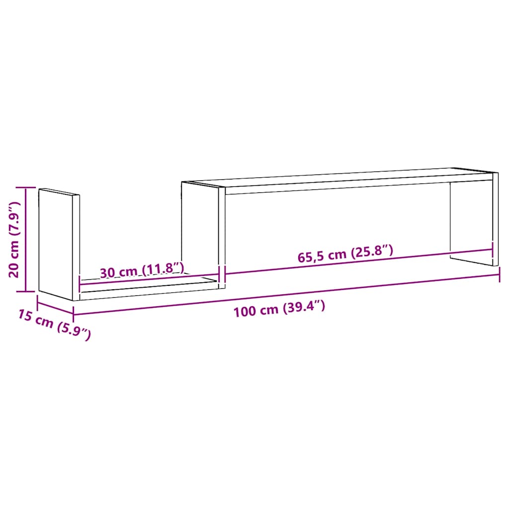 Étagères murales 2 pcs vieux bois 100x15x20cm bois d'ingénierie - XIOS