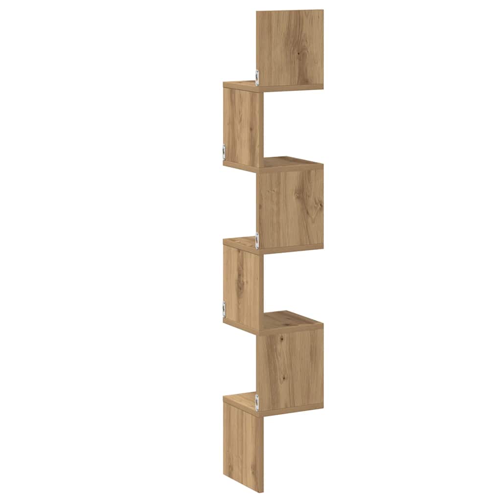 Étagère d'angle murale chêne artisanal 20x20x127,5 cm - XIOS